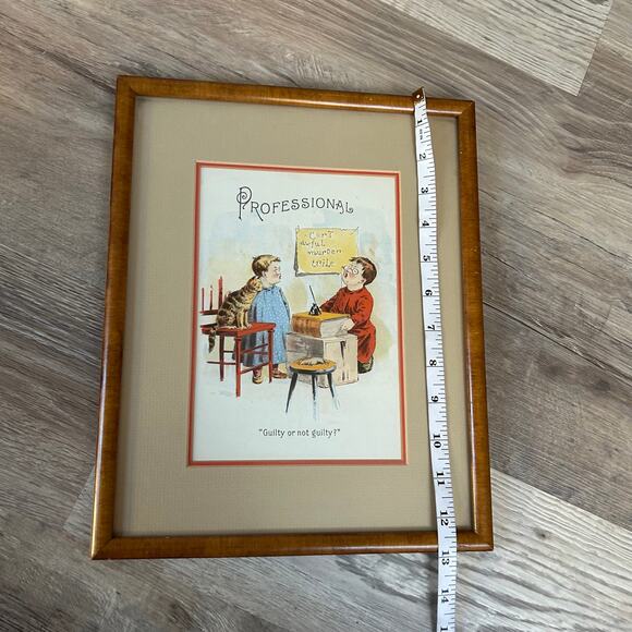 Vintage Framed Illustration Print Professional Guilty or Not Guilty Court Cat - Picture 8 of 8